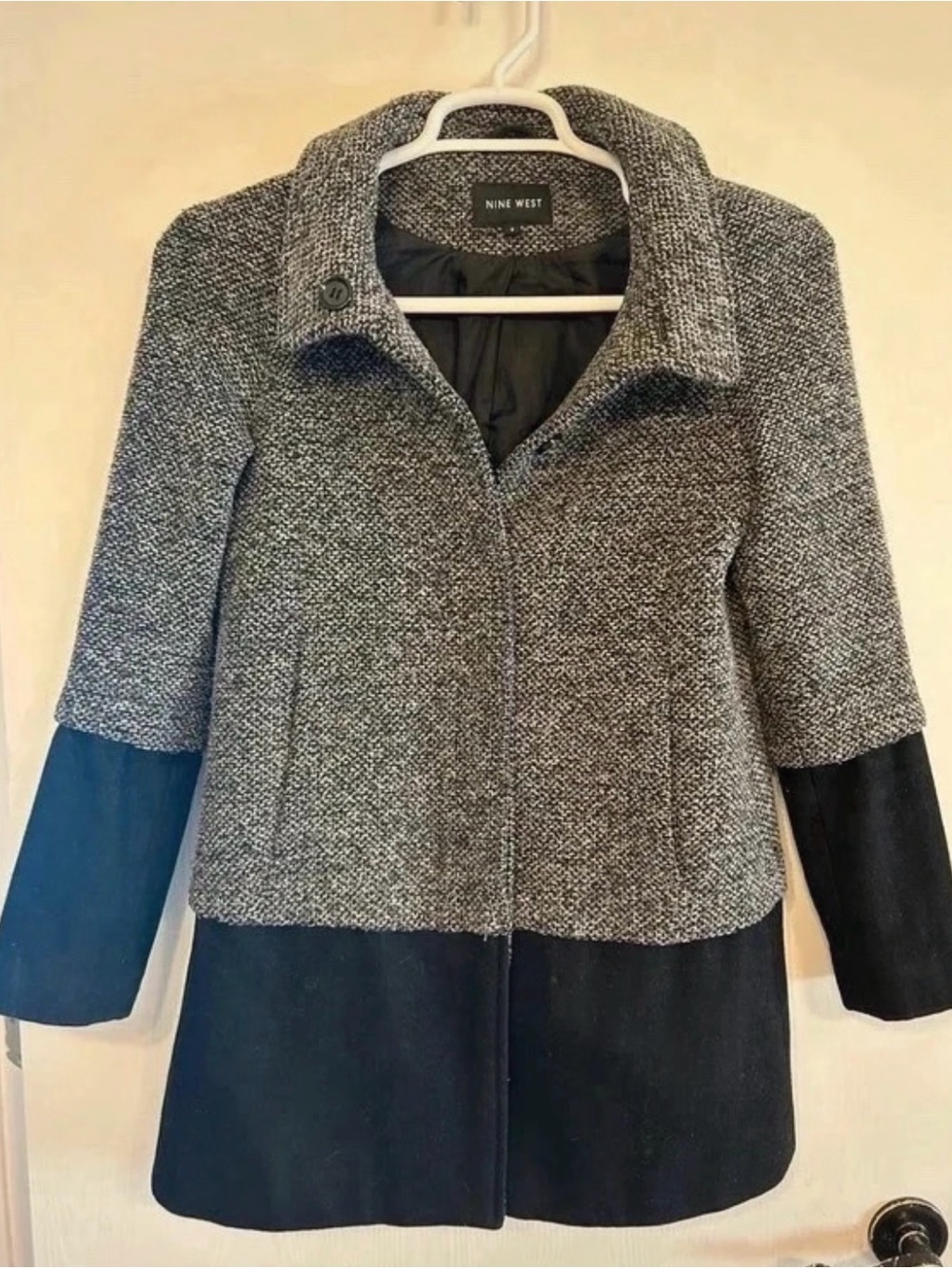 Nine West Gray and Black Two-Tone Peacoat